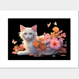 Flower-loving kitty Posters and Art